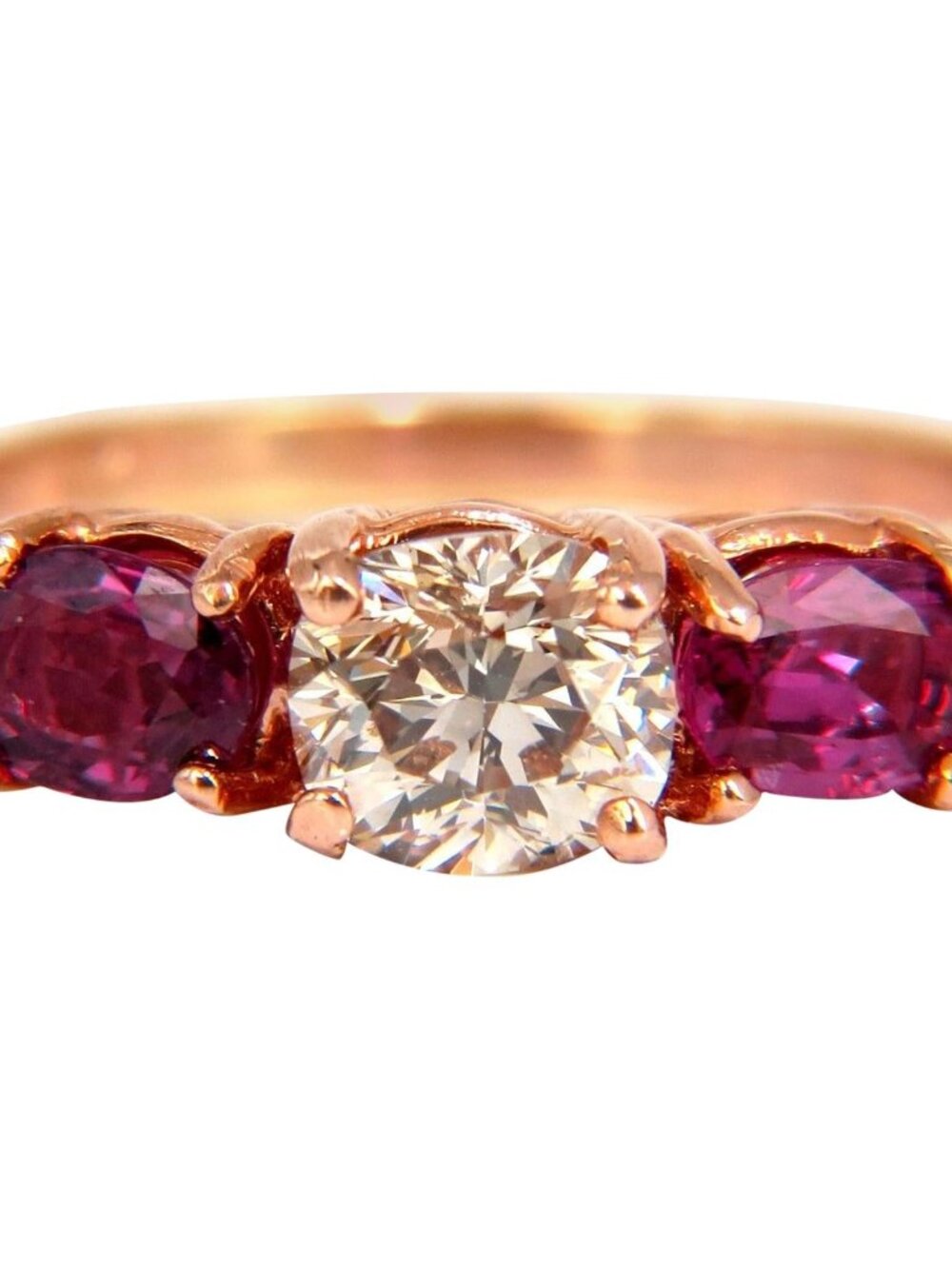 .90ct Natural Fancy Oval Diamond Ruby Ring 14 Karat Rose Gold 44787*